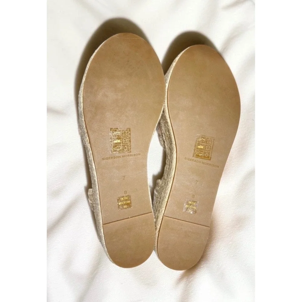 Sigerson Morrison Cosie Gold Metallic Suede Platform Espadrille Sandals 7 NWOB